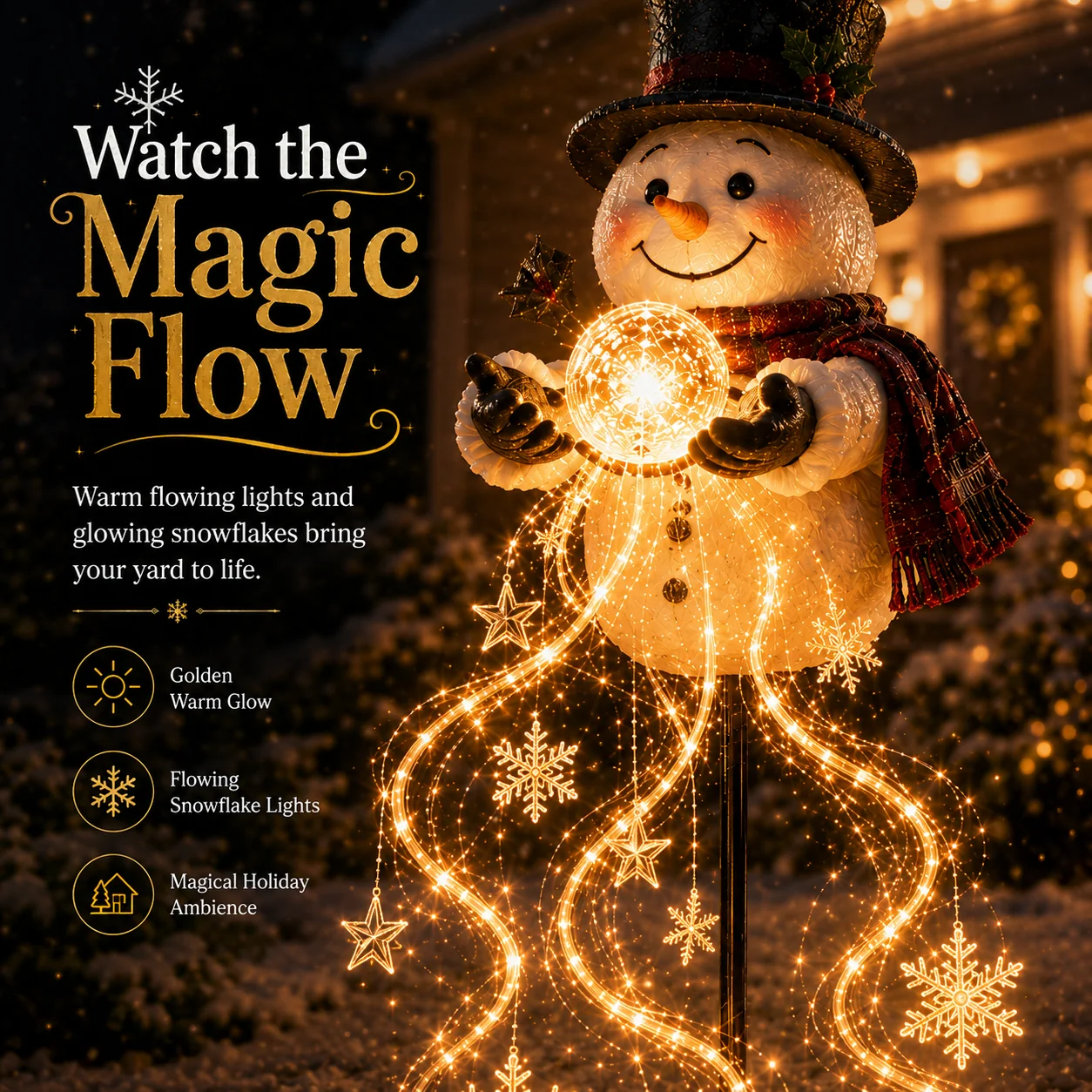 🎄49% OFF🎄 Snowman Magic -Flowing Snowflake LED Christmas Gar