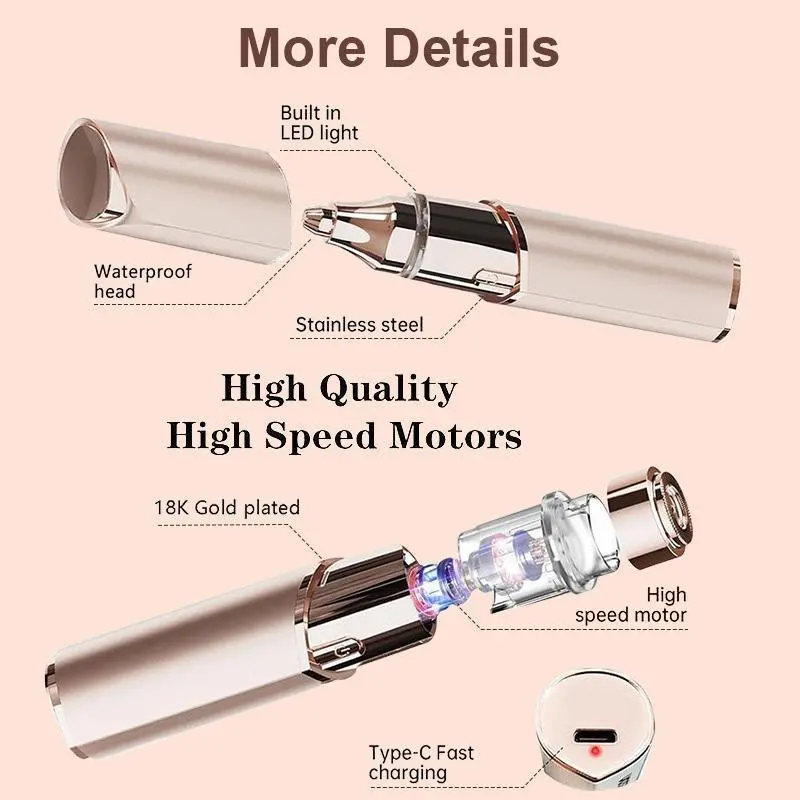 2 in 1 facial & eyebrow hair trimmer for Women, Rechargeable