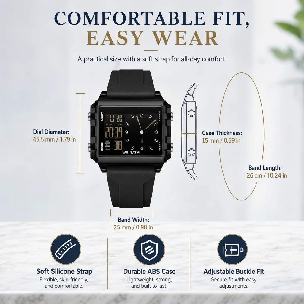 🔥Analog-Digital Sport Watch – Waterproof, Luminous & Multi-F