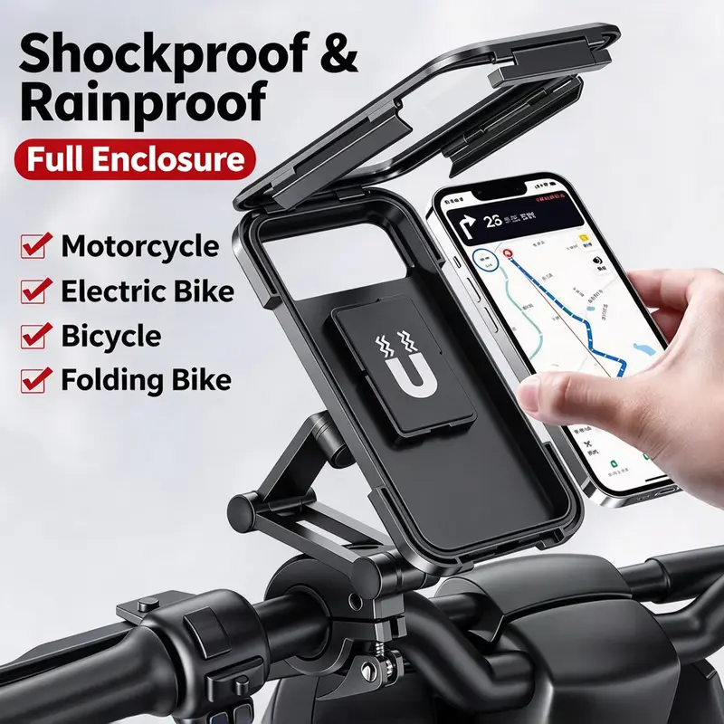 🚴 Waterproof Bike Phone Mount – 360° Rotating Shockproof Han