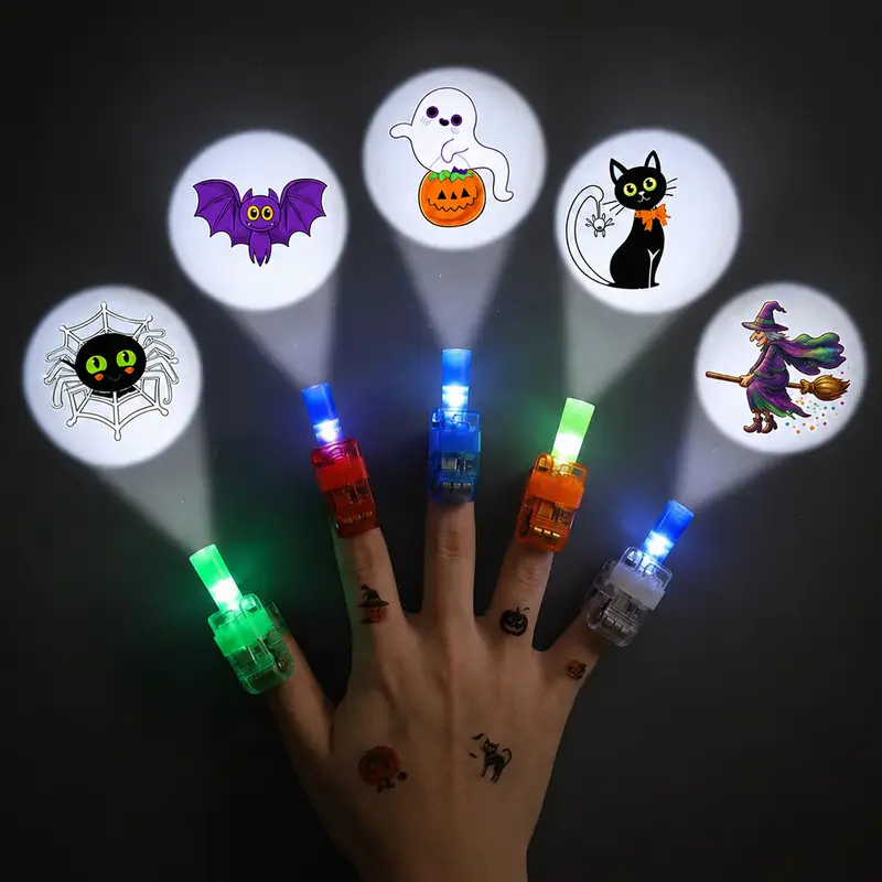 👻🎃 Halloween Finger Projector Rings – LED Party Favors for K