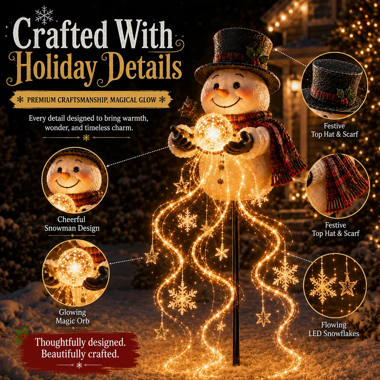 🎄49% OFF🎄 Snowman Magic -Flowing Snowflake LED Christmas Gar