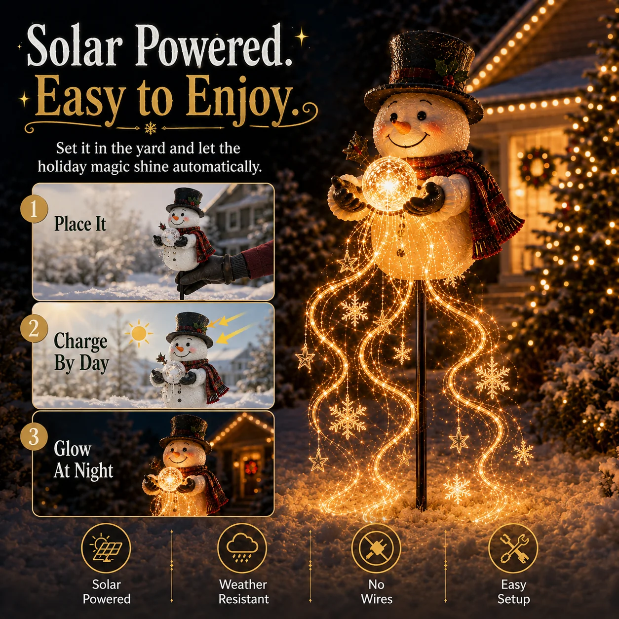 🎄49% OFF🎄 Snowman Magic -Flowing Snowflake LED Christmas Gar