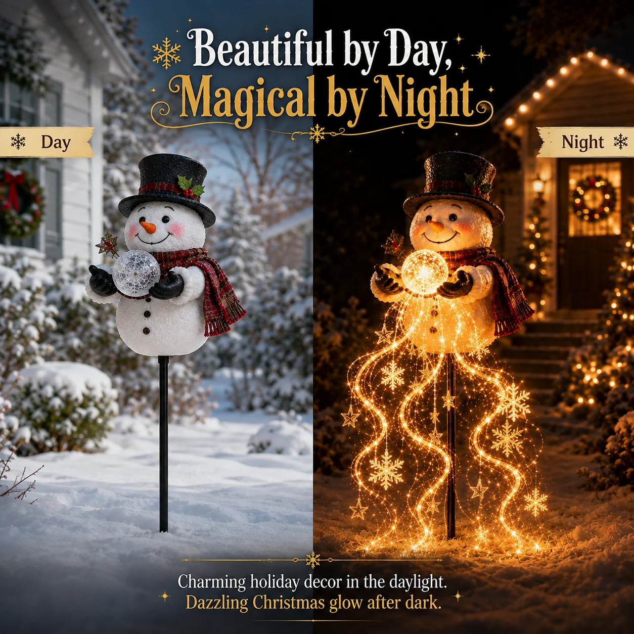 🎄49% OFF🎄 Snowman Magic -Flowing Snowflake LED Christmas Gar