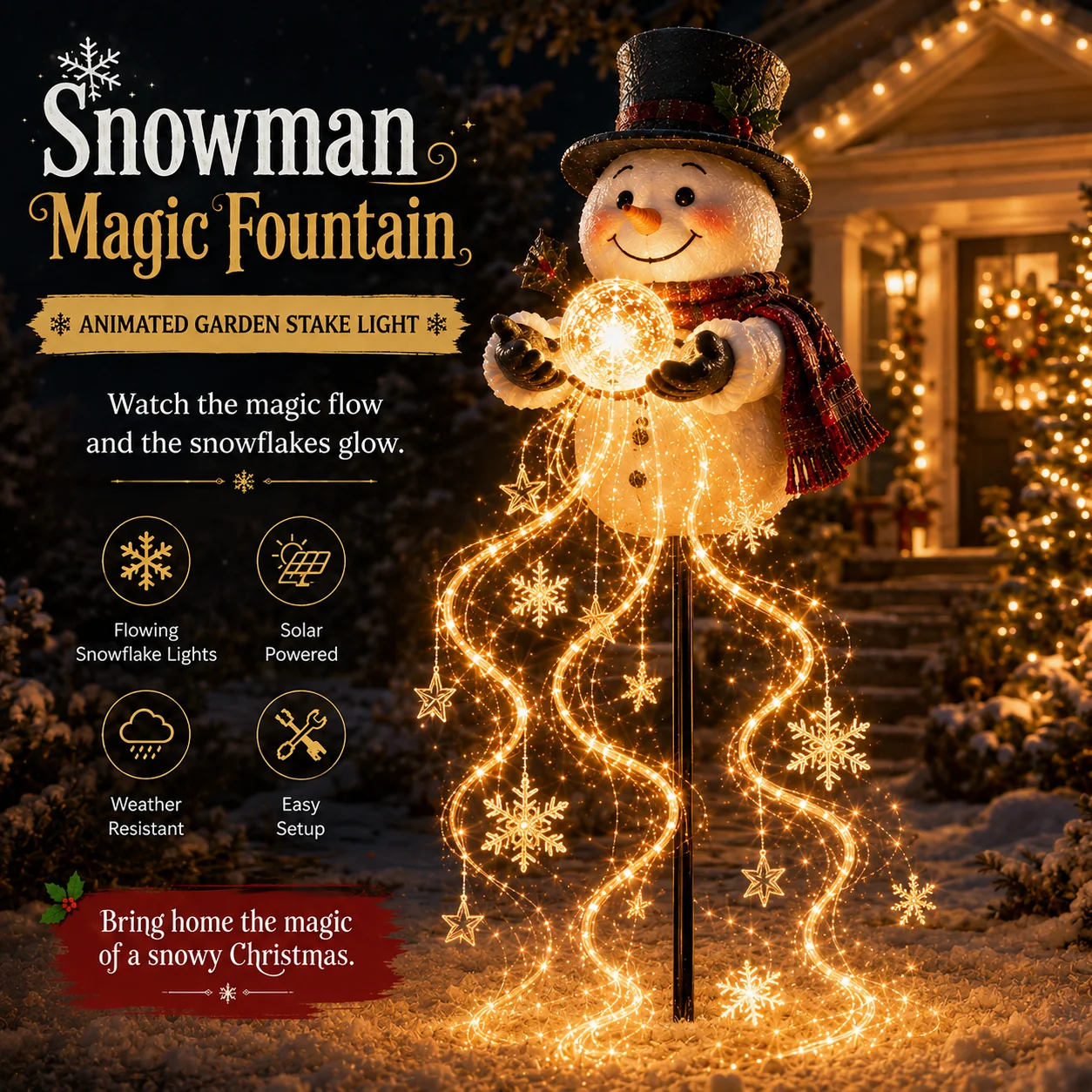 🎄49% OFF🎄 Snowman Magic -Flowing Snowflake LED Christmas Gar