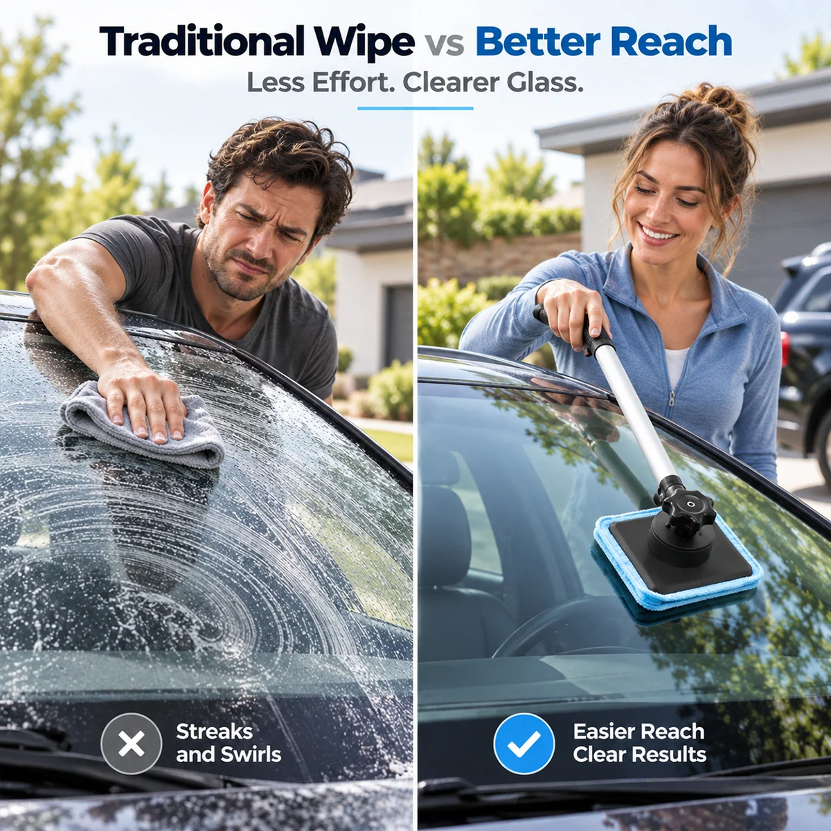 🧲Dual Magnetic Car Windshield Cleaner | Streak-Free Auto Gla