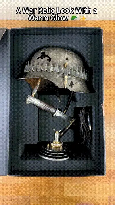⏰ 49% OFF Today Only!–🪖 War Relic Vintage Helmet Table Lamp