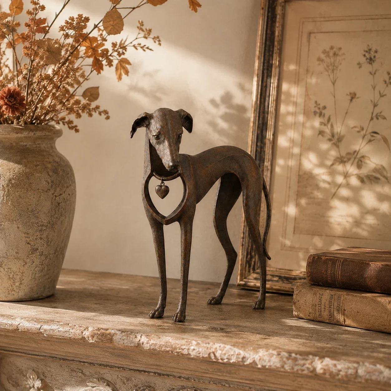 🐾Heritage Heart Sighthound Sculpture – Vintage Iron Dog Acce