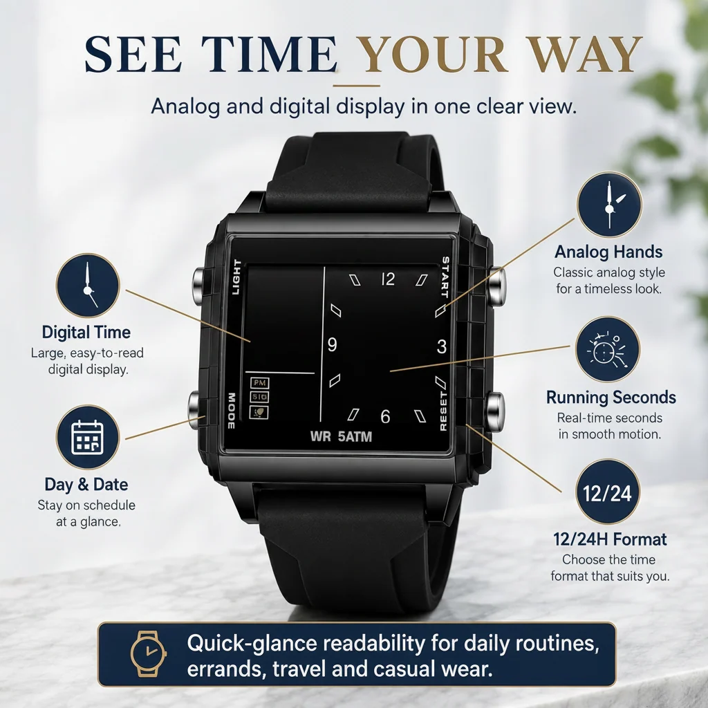 🔥Analog-Digital Sport Watch – Waterproof, Luminous & Multi-F