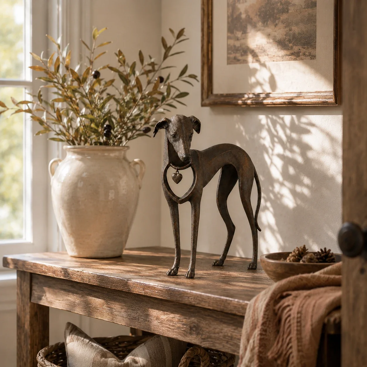 🐾Heritage Heart Sighthound Sculpture – Vintage Iron Dog Acce