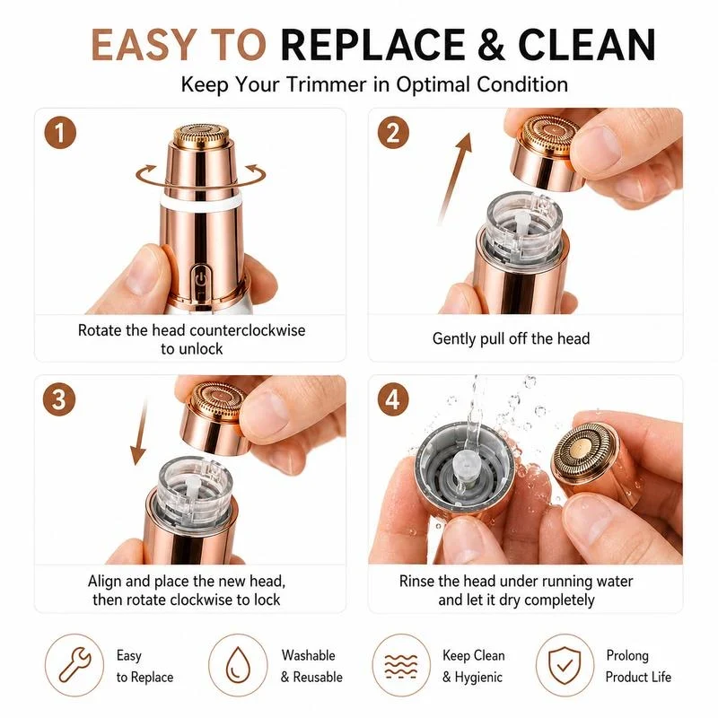 2 in 1 facial & eyebrow hair trimmer for Women, Rechargeable