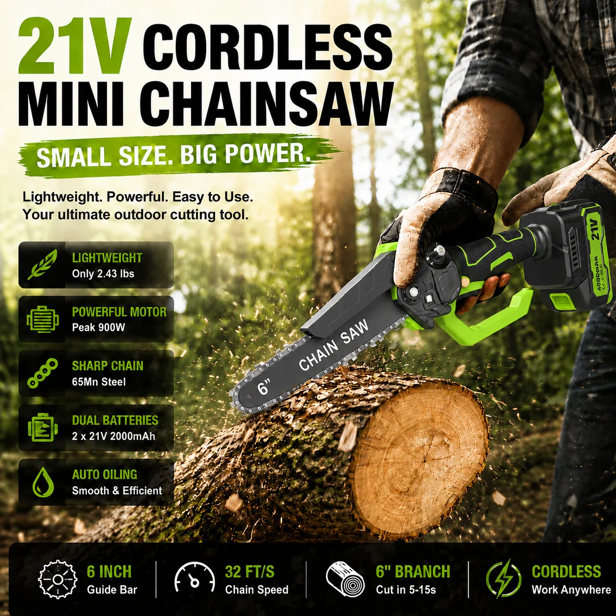 Mini Chainsaw 🔋 6-Inch Portable Electric Chainsaw for Tree T