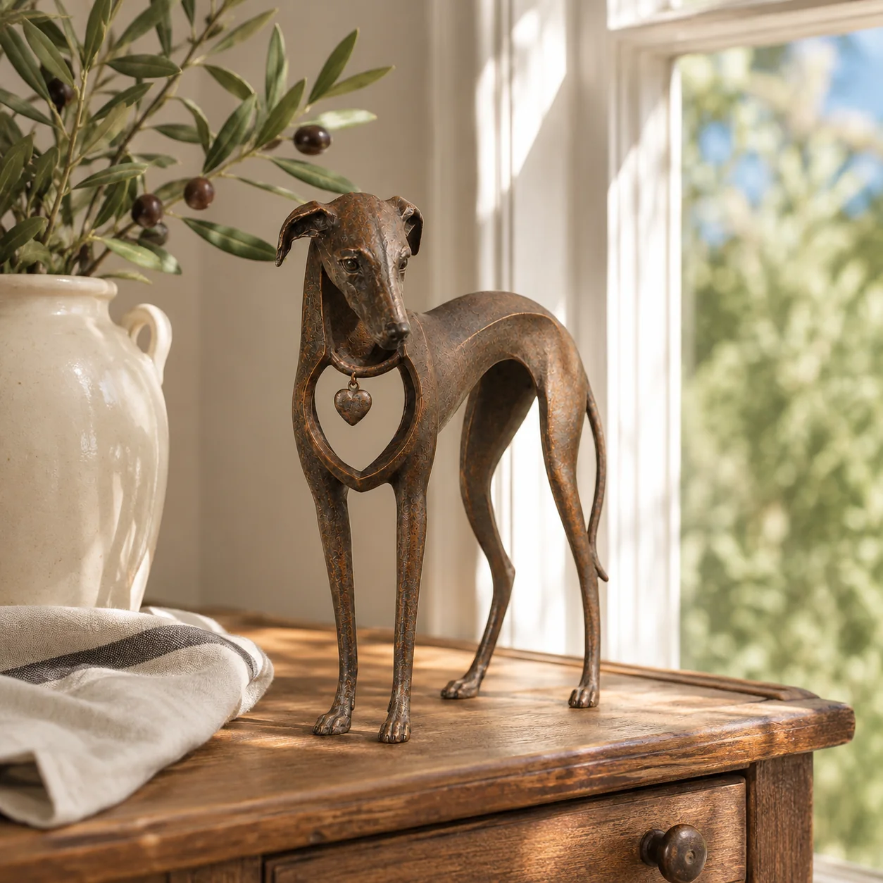 🐾Heritage Heart Sighthound Sculpture – Vintage Iron Dog Acce